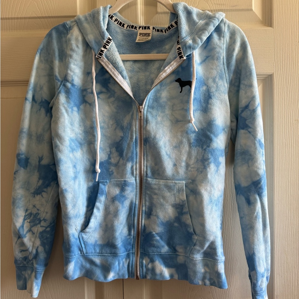 PINK tie dye zip up hoodie